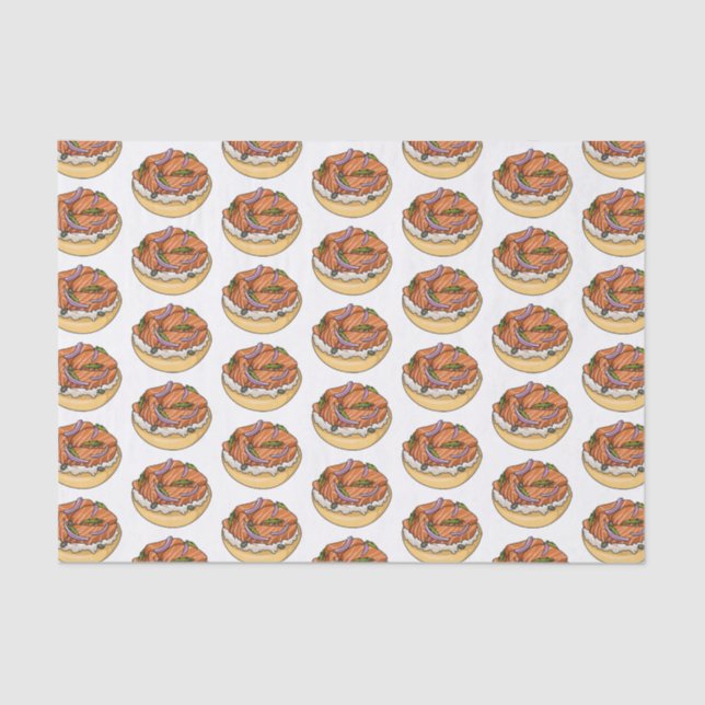 Papel De Seda Ilustracion personalizado de bagel de Salmon (Anverso)