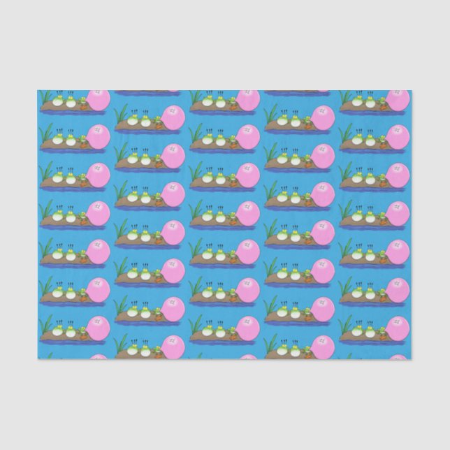 Papel De Seda Ilustracion personalizado de bblegum de ranas grac (Anverso)