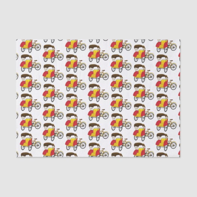 Papel De Seda Ilustracion personalizado de bicitaxi (Anverso)