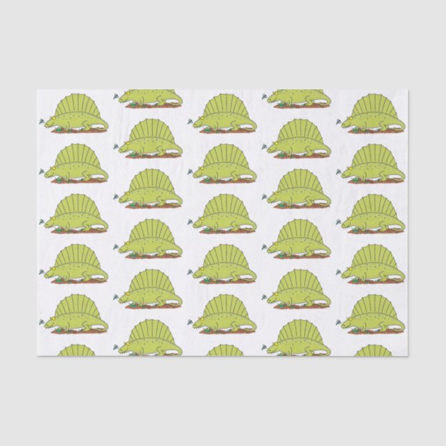 Papel De Seda Ilustracion personalizado de dimetrodon verde lind (Anverso)