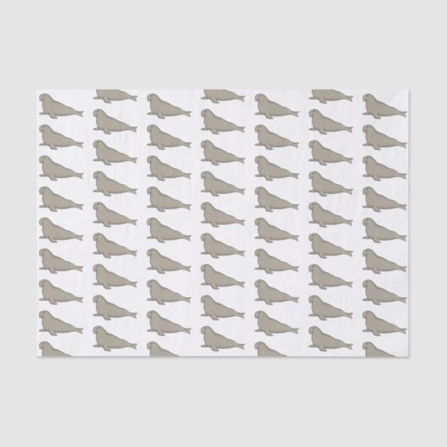 Papel De Seda Ilustracion personalizado de focas elefantes (Anverso)