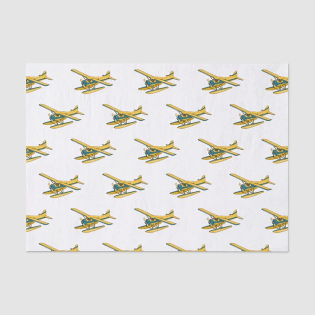 Papel De Seda Ilustracion personalizado de hidroavión (Anverso)