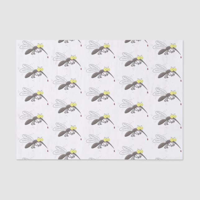 Papel De Seda Ilustracion personalizado de insectos de mosquitos (Anverso)
