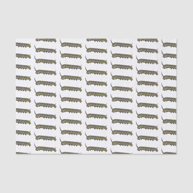 Papel De Seda Ilustracion personalizado de oruga monarca (Anverso)