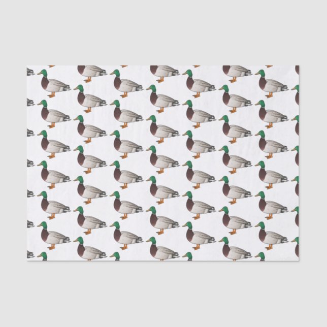 Papel De Seda Ilustracion personalizado de pato mallard (Anverso)