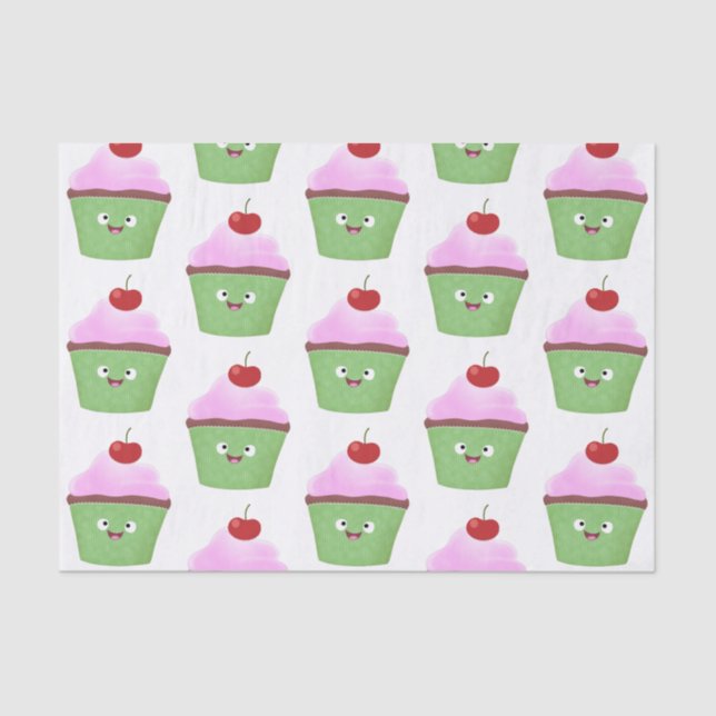 Papel De Seda Ilustracion personalizado de quequitos alegres (Anverso)