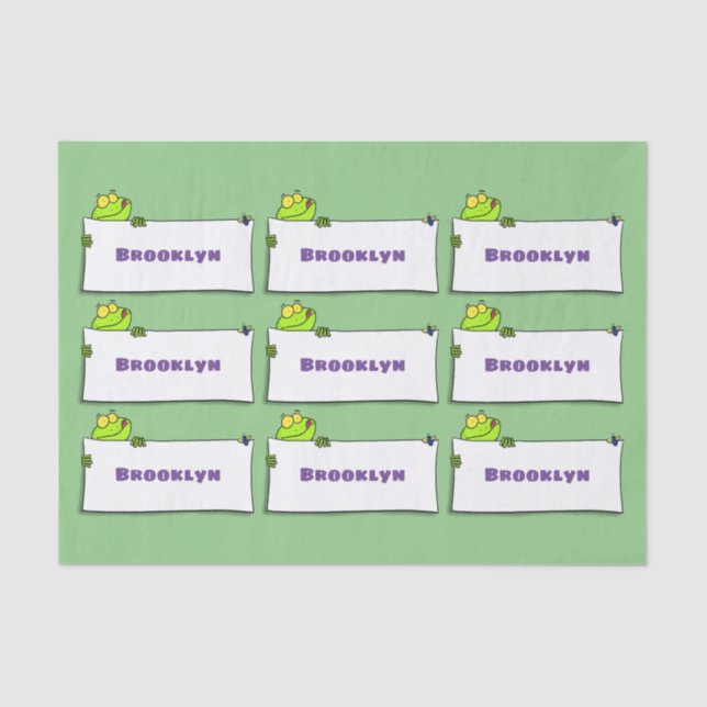 Papel De Seda Ilustracion personalizado de señas de rana verde s (Anverso)