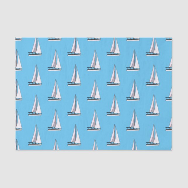 Papel De Seda Ilustracion personalizado de velero (Anverso)