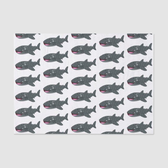 Papel De Seda Ilustracion personalizado feliz de tiburón ballena (Anverso)