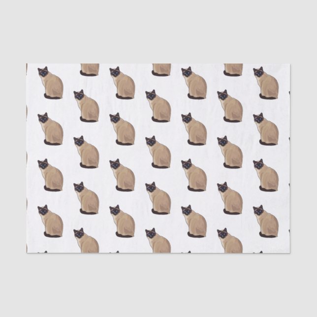 Papel De Seda Ilustracion personalizado siamés (Anverso)