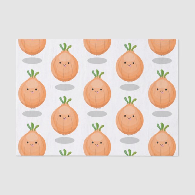 Papel De Seda Ilustracion personalizado verde de cebolla marrón  (Anverso)
