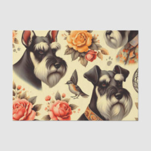Papel De Seda Ilustracion Retro Cute Schnauzer