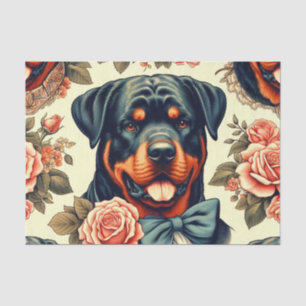 Papel De Seda Ilustracion Retro Rottweiler