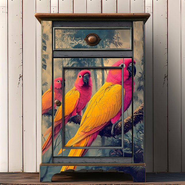 Papel De Seda Ilustracion victoriano de loros amarillos rosados  (Subido por el creador)