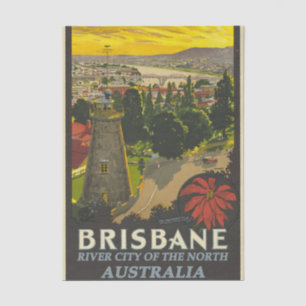 Papel De Seda Ilustración Vintage Brisbane Australia Viajes