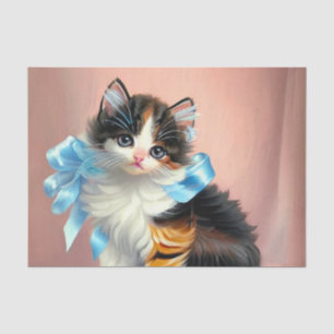 Papel De Seda Ilustracion Vintage Calico Kitten