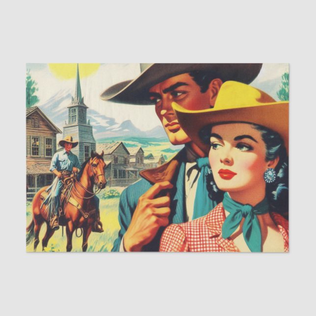 Papel De Seda Ilustracion Vintage Country Couple (Anverso)