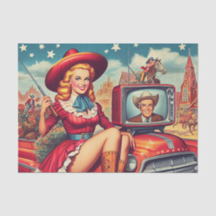 Papel De Seda Ilustracion Vintage Country Pin-Up