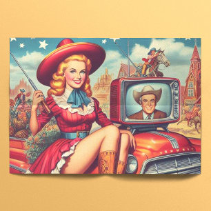 Papel De Seda Ilustracion Vintage Country Pin-Up