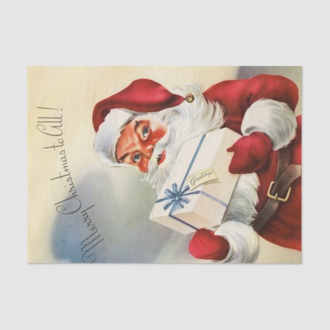 Papel De Seda Ilustracion vintage de Santa Claus (Anverso)