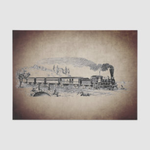 Papel De Seda Ilustracion Vintage De Tren De Vapor Para Desahuci