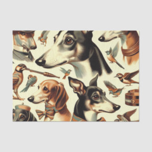 Papel De Seda Ilustracion vintage italiano Greyhound