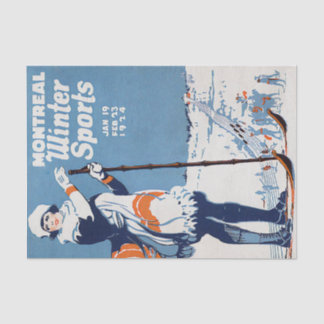 Papel De Seda Ilustracion Vintage Montreal Winter Sports