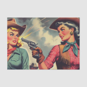 Papel De Seda Ilustracion Vintage Pulp Cowgirls