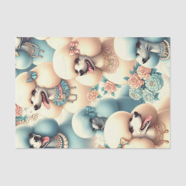Papel De Seda Ilustracion Vintage Seamless Poodle (Anverso)
