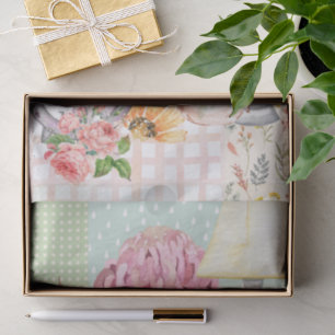 Papel De Seda Ilustraciones de acuarela pastel moderno Collage