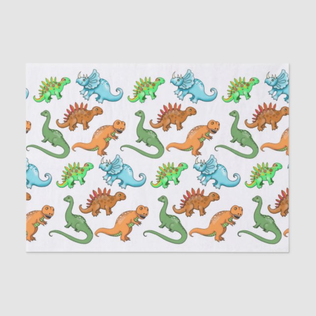 Papel De Seda Ilustraciones de Dinosaurios Infantiles (Anverso)