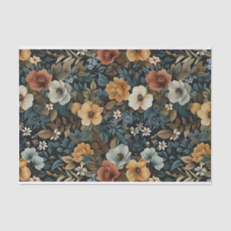 Papel De Seda Ilustraciones florales leafy sobre fondo oscuro