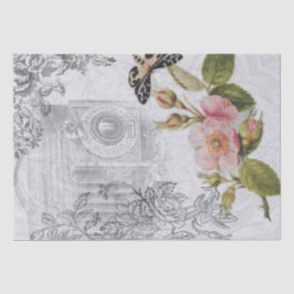 Papel De Seda Ilustraciones y flores de época Shabby Chic