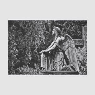 Papel De Seda Imagen blanco y negro arrodillando ángel