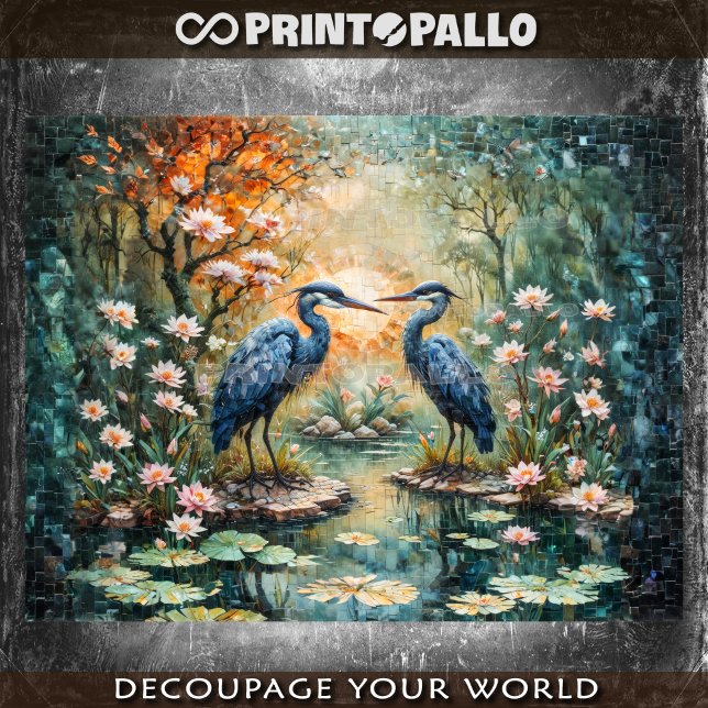 Papel De Seda Imagen de estilo mosaico de 2 garzas azules en el  (Subido por el creador)