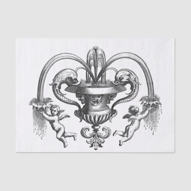 Papel De Seda Imagen vintage con Cherubs Decoupage (Anverso)