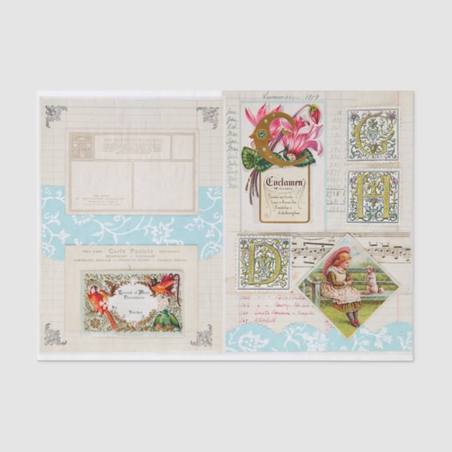 Papel De Seda Imágenes de collage vintage (Anverso)