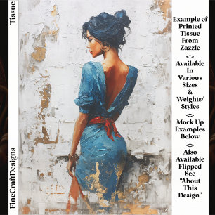 Papel De Seda Impasto Aceite Style,Dama oscura en azul EL5L Deco