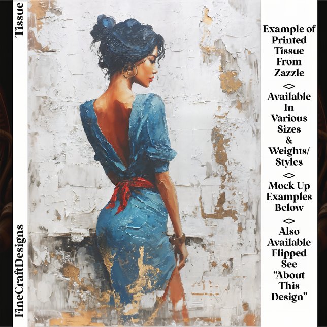 Papel De Seda Impasto Aceite Style,Dama oscura en azul EL5R Deco (Subido por el creador)