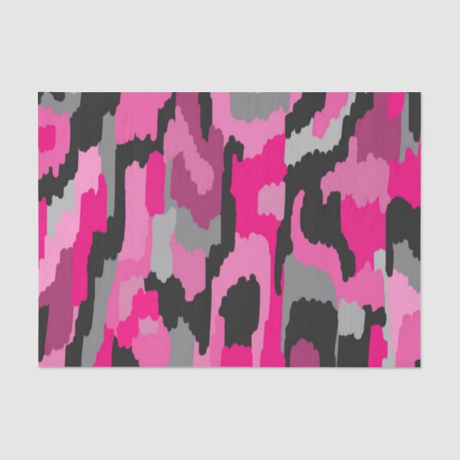 Papel De Seda Impresión abstracta rosa y negra (Anverso)