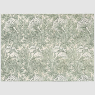 Papel De Seda Impresión artística floral Tulipán Verde de Willia