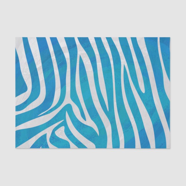 Papel De Seda Impresión azul y blanca de cebra (Anverso)