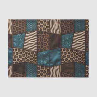 Papel De Seda Impresión de animal africano de patchwork | Marrón