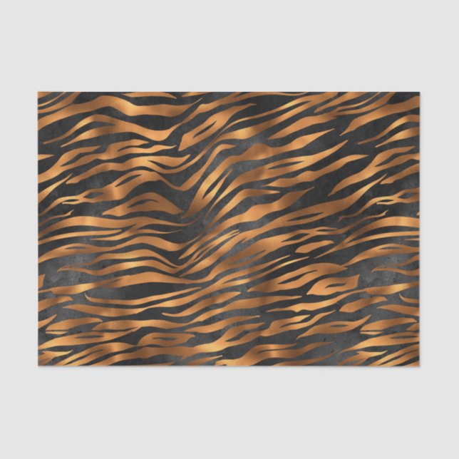 Papel De Seda Impresión de animal negro de cobre tigre (Anverso)