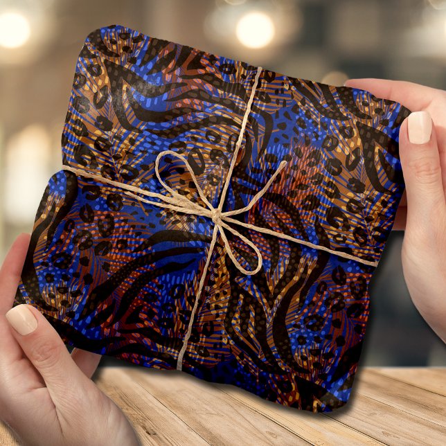 Papel De Seda Impresión de animales azules marrones exóticos (Subido por el creador)