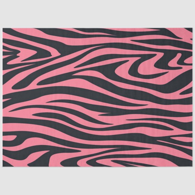 Papel De Seda Impresión de animales de cebra rosa y negro (Anverso)