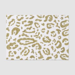 Papel De Seda Impresión de animales de leopardo blanco Purpurina