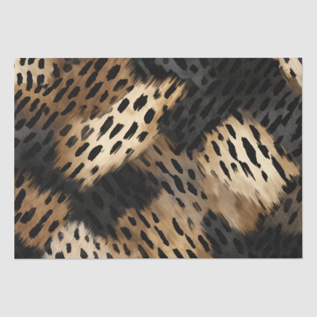 Papel De Seda Impresión de animales de leopardo de oro negro (Anverso)