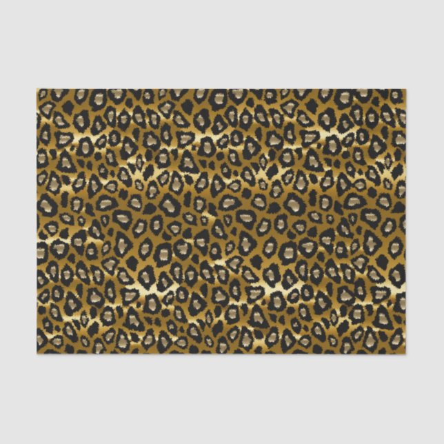Papel De Seda Impresión de animales de leopardo negro y oro prof (Anverso)