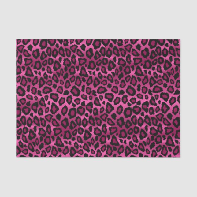 Papel De Seda Impresión de animales de leopardo negro y rosa cal (Anverso)